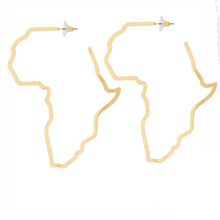 Load image into Gallery viewer, Hoop Modern Gold Africa Outline Earrings for Women

