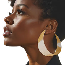Load image into Gallery viewer, Hoop Contoured Gold Twisted U Shape Earrings

