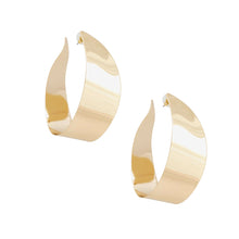 Load image into Gallery viewer, Hoop Contoured Gold Twisted U Shape Earrings
