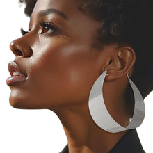 Load image into Gallery viewer, Hoop Contoured Silver Twisted U Shape Earrings
