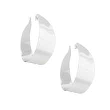 Load image into Gallery viewer, Hoop Contoured Silver Twisted U Shape Earrings
