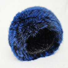 Load image into Gallery viewer, Hat Luxe Faux Fur Blue Kubanka Winter Cap Women

