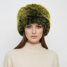 Load image into Gallery viewer, Hat Luxe Faux Fur Yellow Kubanka Winter Cap Women
