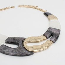Load image into Gallery viewer, Vintage Marbled Black White Resin Bib Necklace
