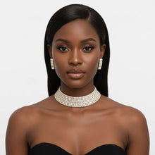 Load image into Gallery viewer, Choker Lucky 7 Gold Stacked Crystal Necklace
