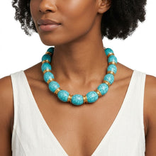 Load image into Gallery viewer, Chunky Turquoise Crackle &amp; Gold Spacer Necklace
