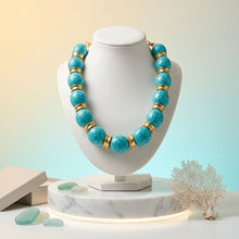 Load image into Gallery viewer, Chunky Turquoise Crackle &amp; Gold Spacer Necklace
