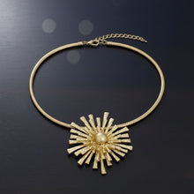 Load image into Gallery viewer, Pendant Matte Gold Metal Sunburst Flower Necklace
