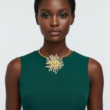 Load image into Gallery viewer, Pendant Matte Gold Metal Sunburst Flower Necklace
