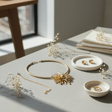 Load image into Gallery viewer, Pendant Matte Gold Metal Sunburst Flower Necklace
