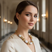 Load image into Gallery viewer, Chunky Cracked White Hollow Metal Bead Necklace
