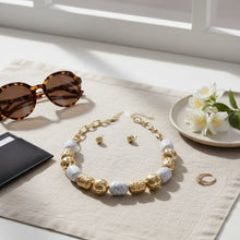Load image into Gallery viewer, Chunky Cracked White Hollow Metal Bead Necklace
