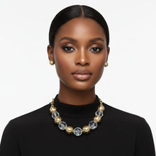 Load image into Gallery viewer, Chunky Faceted Clear and Metal Ball Bead Necklace
