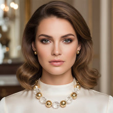 Load image into Gallery viewer, Chunky Faceted Clear and Metal Ball Bead Necklace
