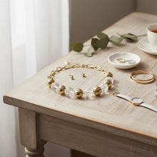 Load image into Gallery viewer, Chunky Faceted Clear and Metal Ball Bead Necklace
