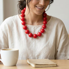 Load image into Gallery viewer, Mod Style Candy Red Chunky Bead Necklace
