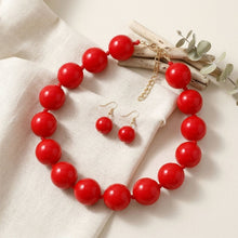 Load image into Gallery viewer, Mod Style Candy Red Chunky Bead Necklace
