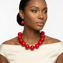 Load image into Gallery viewer, Mod Style Candy Red Chunky Bead Necklace
