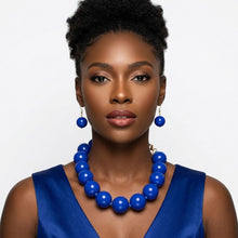 Load image into Gallery viewer, Mod Style Royal Blue Chunky Bead Necklace
