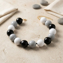 Load image into Gallery viewer, Mod Style Tricolor Black Tone Chunky Bead Necklace
