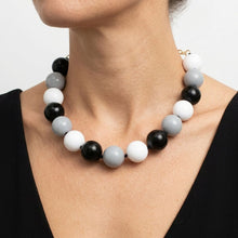 Load image into Gallery viewer, Mod Style Tricolor Black Tone Chunky Bead Necklace
