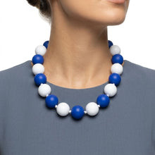 Load image into Gallery viewer, Mod Style Two Tone Blue White Chunky Bead Necklace
