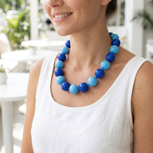 Load image into Gallery viewer, Mod Style Two Tone Blue Chunky Bead Necklace
