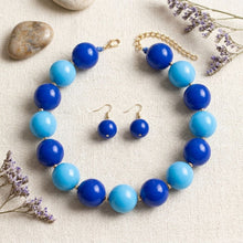 Load image into Gallery viewer, Mod Style Two Tone Blue Chunky Bead Necklace

