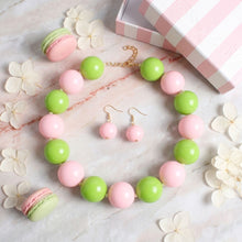 Load image into Gallery viewer, Mod Style Two Tone Pink Green Chunky Bead Necklace

