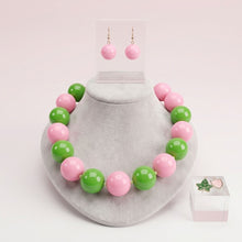 Load image into Gallery viewer, Mod Style Two Tone Pink Green Chunky Bead Necklace
