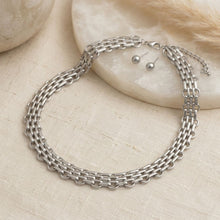Load image into Gallery viewer, Silver Panther Link Style Chain Necklace Set
