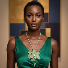 Load image into Gallery viewer, Long Y Brilliant Green Blooming Flower Necklace
