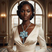 Load image into Gallery viewer, Long Y Brilliant Turquoise Blooming Flower Necklace
