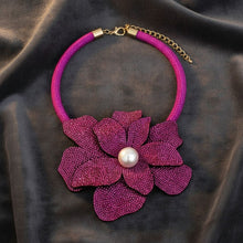 Load image into Gallery viewer, Brilliant Fuchsia Blooming Flower Choker Necklace
