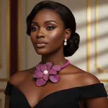 Load image into Gallery viewer, Brilliant Fuchsia Blooming Flower Choker Necklace
