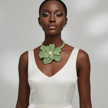 Load image into Gallery viewer, Brilliant Green Blooming Flower Choker Necklace
