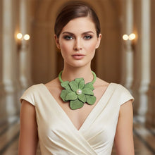 Load image into Gallery viewer, Brilliant Green Blooming Flower Choker Necklace
