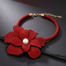 Load image into Gallery viewer, Brilliant Red Blooming Flower Choker Necklace
