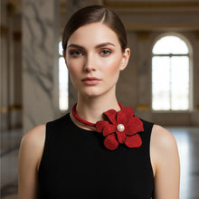 Load image into Gallery viewer, Brilliant Red Blooming Flower Choker Necklace
