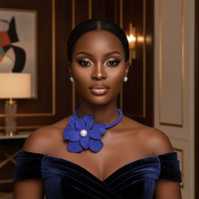 Load image into Gallery viewer, Brilliant Blue Blooming Flower Choker Necklace
