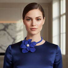 Load image into Gallery viewer, Brilliant Blue Blooming Flower Choker Necklace
