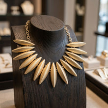 Load image into Gallery viewer, Egyptian Collar Matte Gold Fanned Necklace

