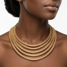 Load image into Gallery viewer, Gold Mesh 5 Strand Snake Chain Magnetic Necklace
