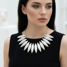 Load image into Gallery viewer, Egyptian Collar Matte Silver Fanned Necklace
