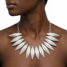 Load image into Gallery viewer, Egyptian Collar Matte Silver Fanned Necklace
