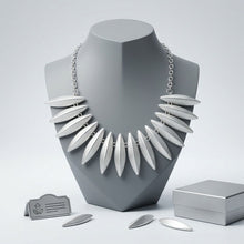 Load image into Gallery viewer, Egyptian Collar Matte Silver Fanned Necklace
