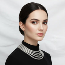 Load image into Gallery viewer, Silver Mesh 5 Strand Snake Chain Magnetic Necklace
