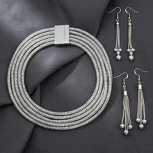 Load image into Gallery viewer, Silver Mesh 5 Strand Snake Chain Magnetic Necklace
