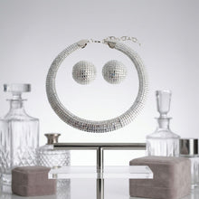 Load image into Gallery viewer, Silver Clear Stone 6 Row Disco Ball Collar Necklace
