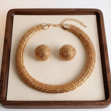 Load image into Gallery viewer, Gold Square Stone 6 Row Disco Ball Collar Necklace
